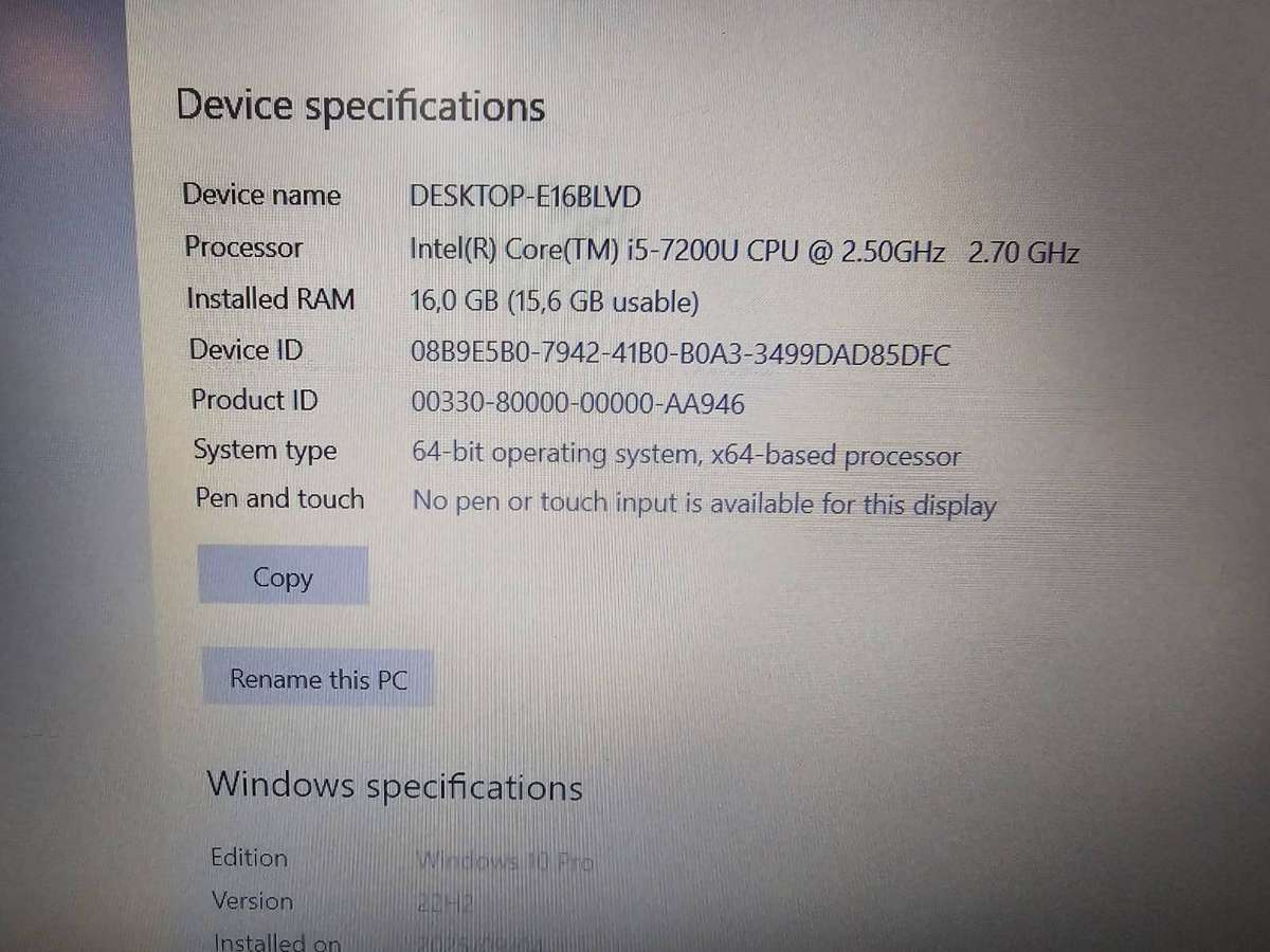 Dell Latitude 3580 i5-7200U / 16GB RAM / 250GB SSD