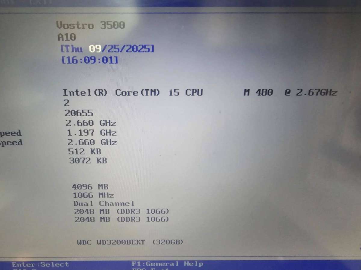 Dell Vostro 3500  i5-480M / 4GB / 320GB HDD / 15.6" / Intel HD  Needs New Battery / No Charger