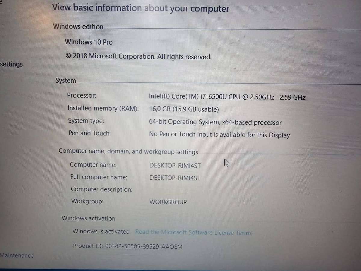 HP ProBook 450 G3  i7-6500U / 16GB RAM / 256GB SSD / 15.6" / Intel HD 520