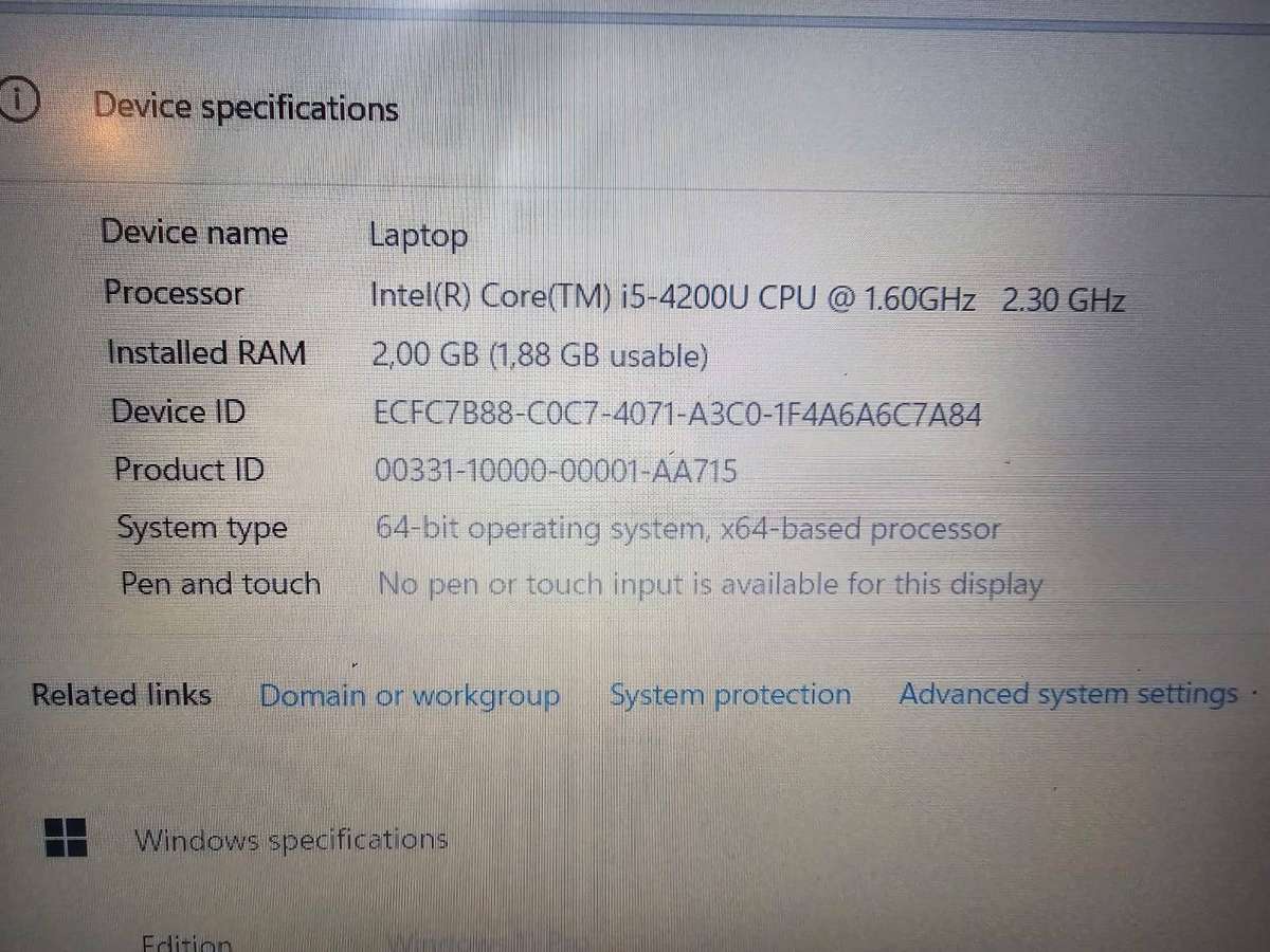 Acer Aspire E1-572  i5-4200U / 2GB RAM / 500GB HDD / 15.6" / Intel HD Graphics  Working Unit, Need