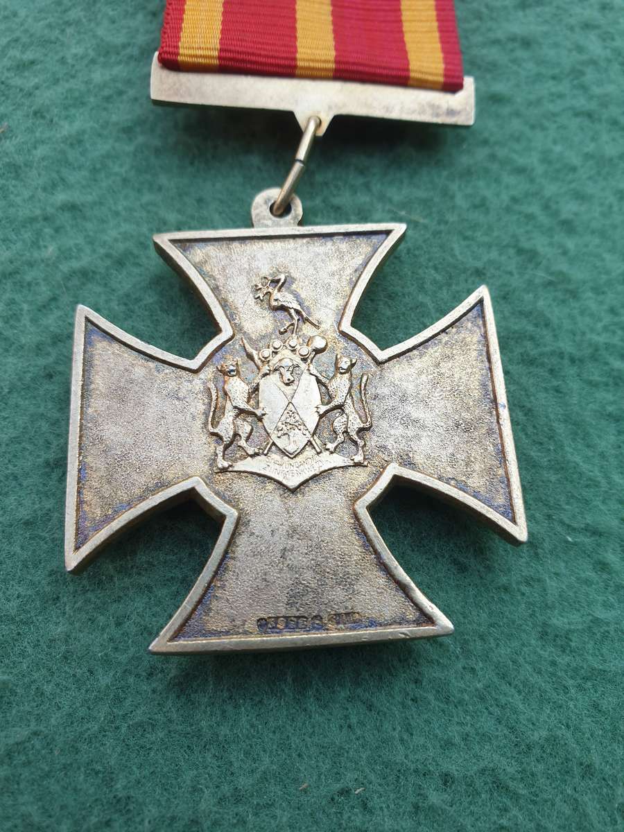 very rare pre-1994 ex TBVC Homelands Ciskei Prisons Service full size Gallantry Cross with ribbon