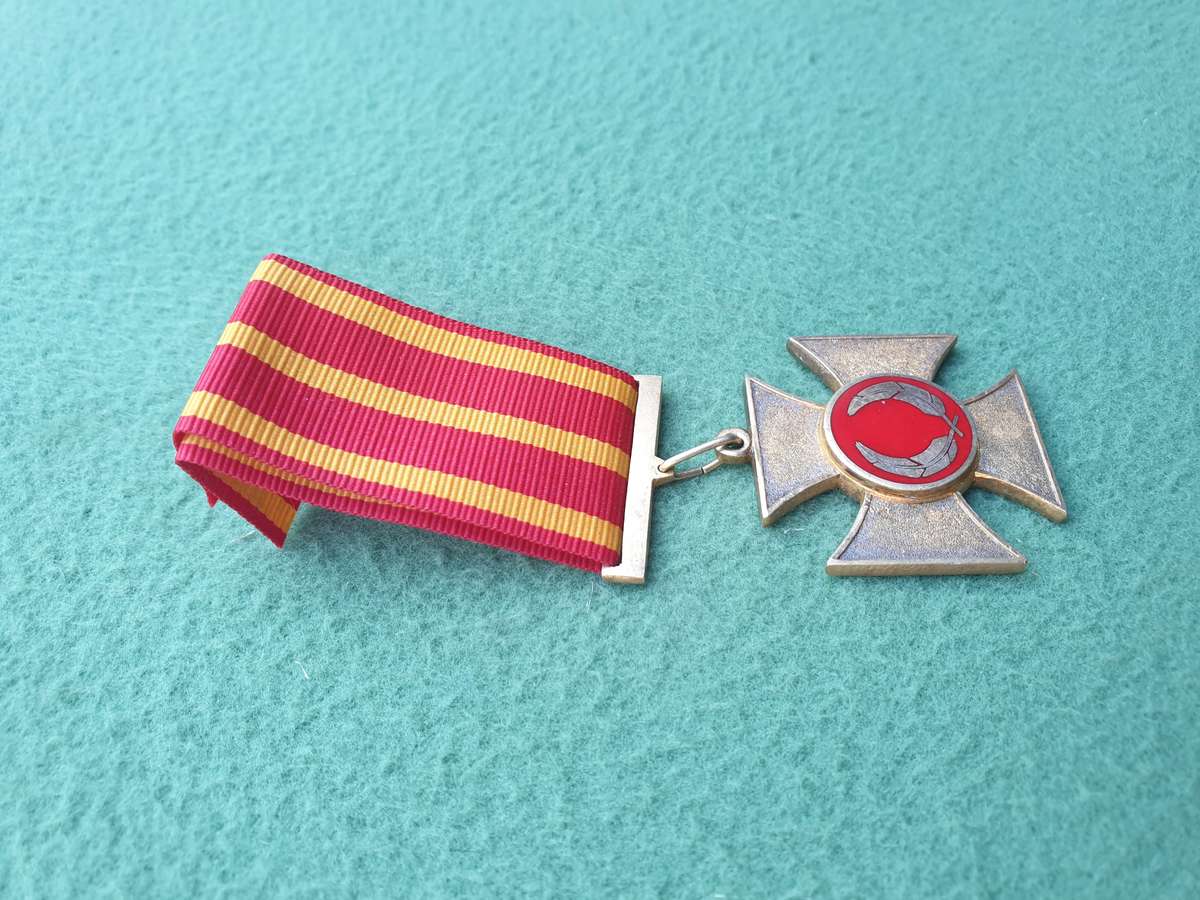 very rare pre-1994 ex TBVC Homelands Ciskei Prisons Service full size Gallantry Cross with ribbon
