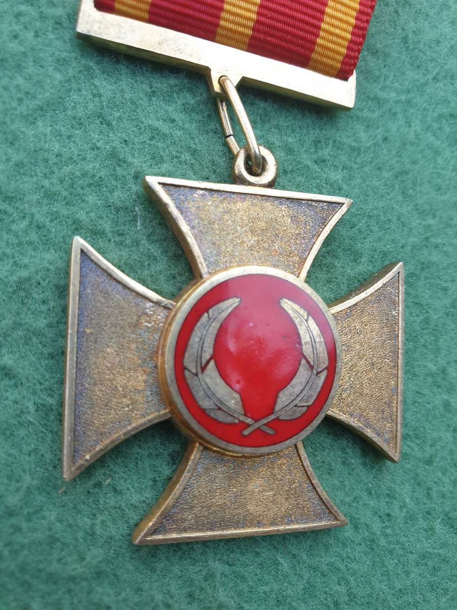 very rare pre-1994 ex TBVC Homelands Ciskei Prisons Service full size Gallantry Cross with ribbon