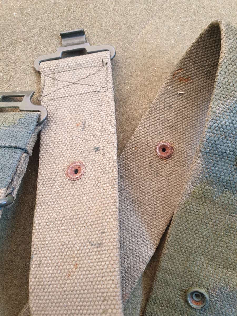 std SADF era studded type patt 70/73 series web-belt camo painted - max waist size 42 inches - used