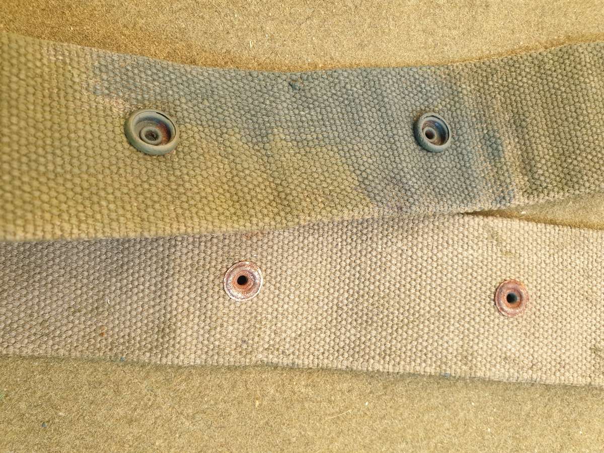 std SADF era studded type patt 70/73 series web-belt camo painted - max waist size 42 inches - used