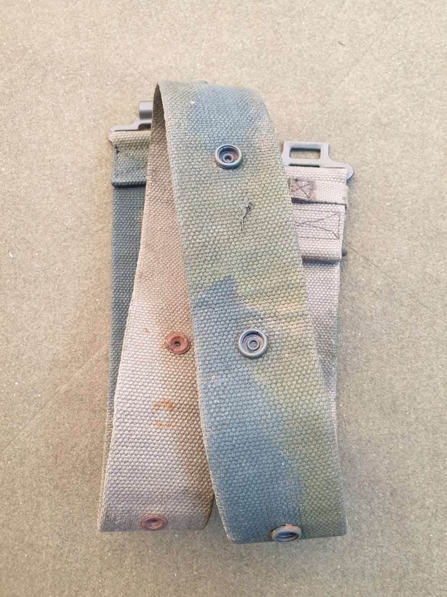 std SADF era studded type patt 70/73 series web-belt camo painted - max waist size 42 inches - used