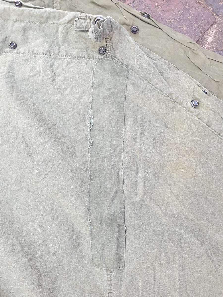 complete original USGI 2 man (2 shelters) canvas olive green pup tent with correct stakes/poles used