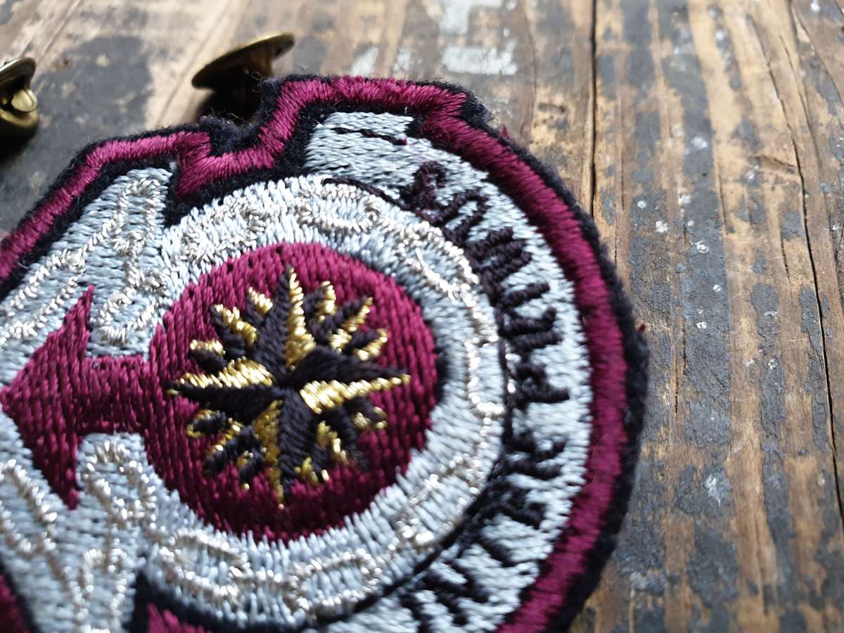 very scarce as worn Recce (SA SF) Maint. Unit lurex wire type beret badge as worn - note rear