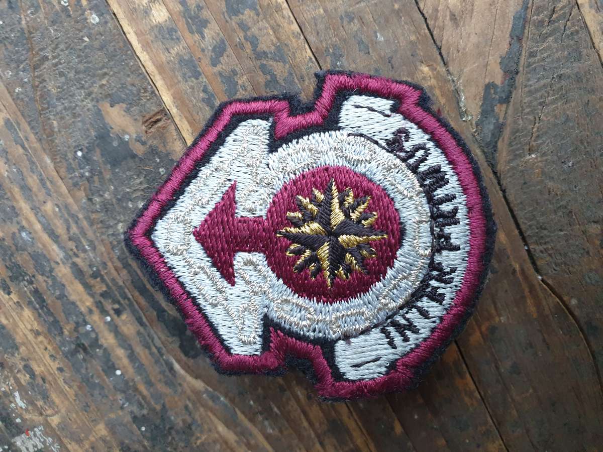 very scarce as worn Recce (SA SF) Maint. Unit lurex wire type beret badge as worn - note rear