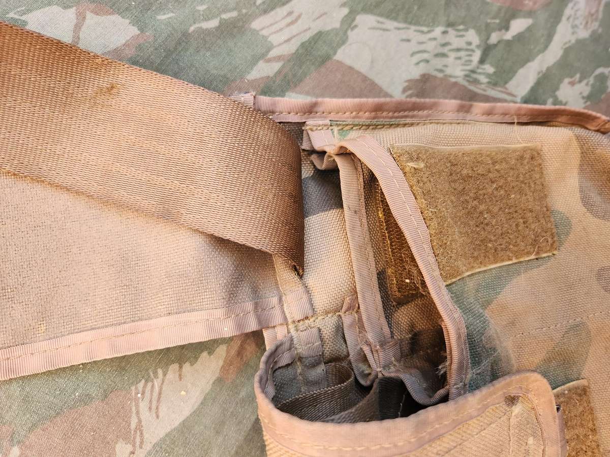 scarce double (holds four R4 mags) flap patt 90 "cabbage patch" camo mag pouch in good used condion