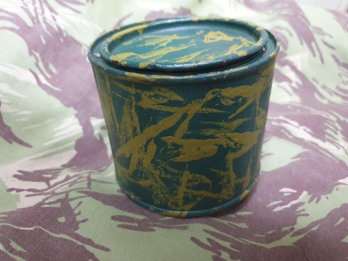original Rhodesian era period piece hand camo painted soldier's individual ration tin clean as per