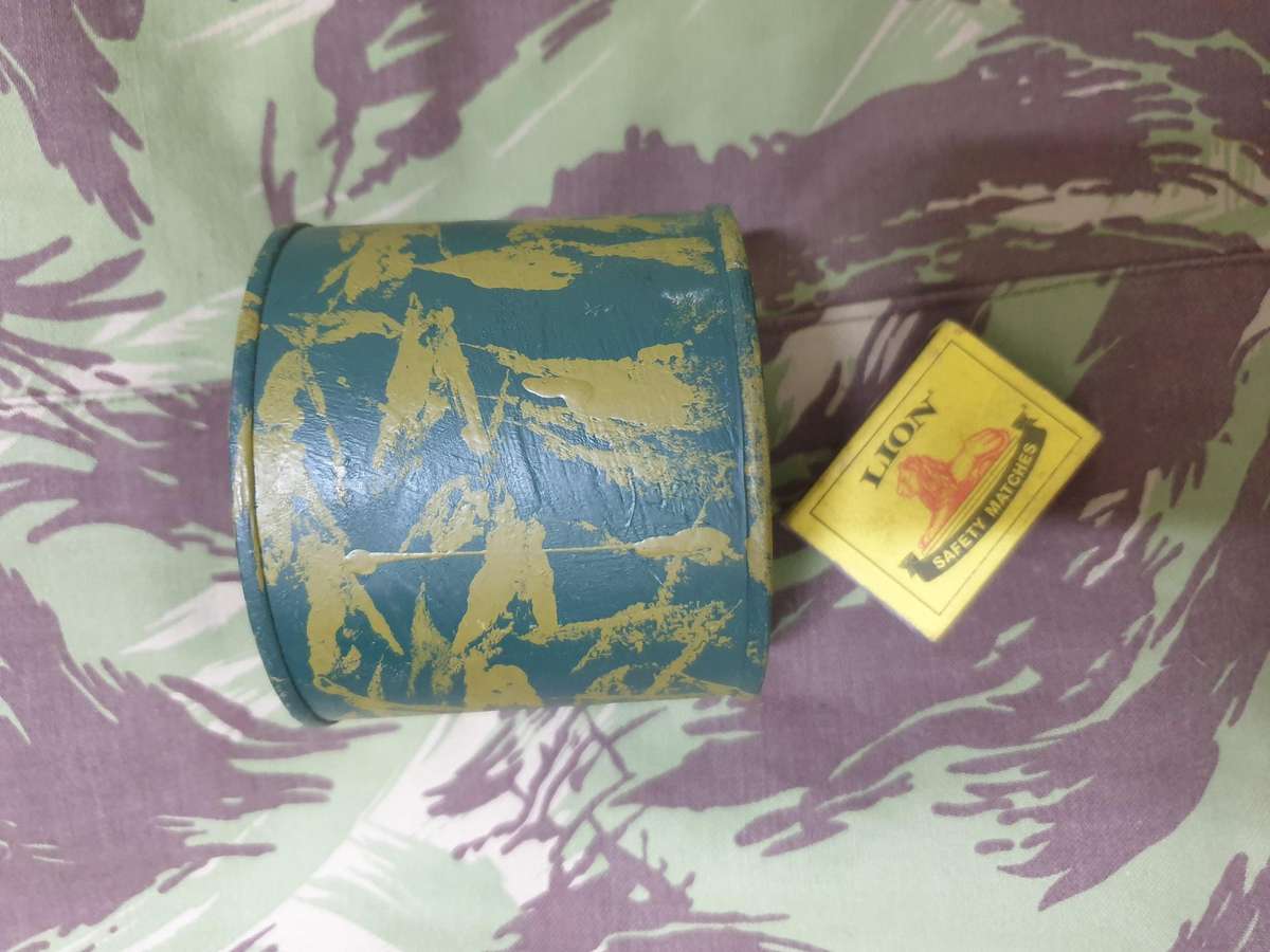 original Rhodesian era period piece hand camo painted soldier's individual ration tin clean as per