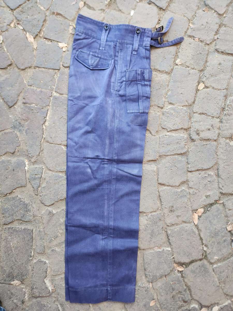 clean (as new) rarely seen BSAP Rhodesia era urban "blues" uniform pair trousers - no damage (small)