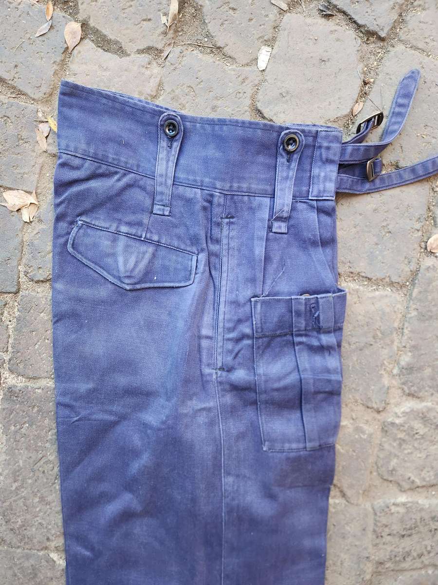 clean (as new) rarely seen BSAP Rhodesia era urban "blues" uniform pair trousers - no damage (small)