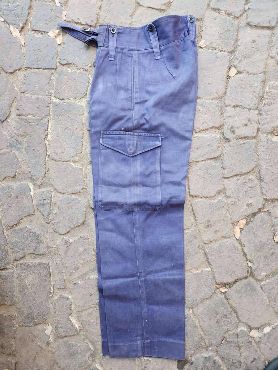 clean (as new) rarely seen BSAP Rhodesia era urban "blues" uniform pair trousers - no damage (small)