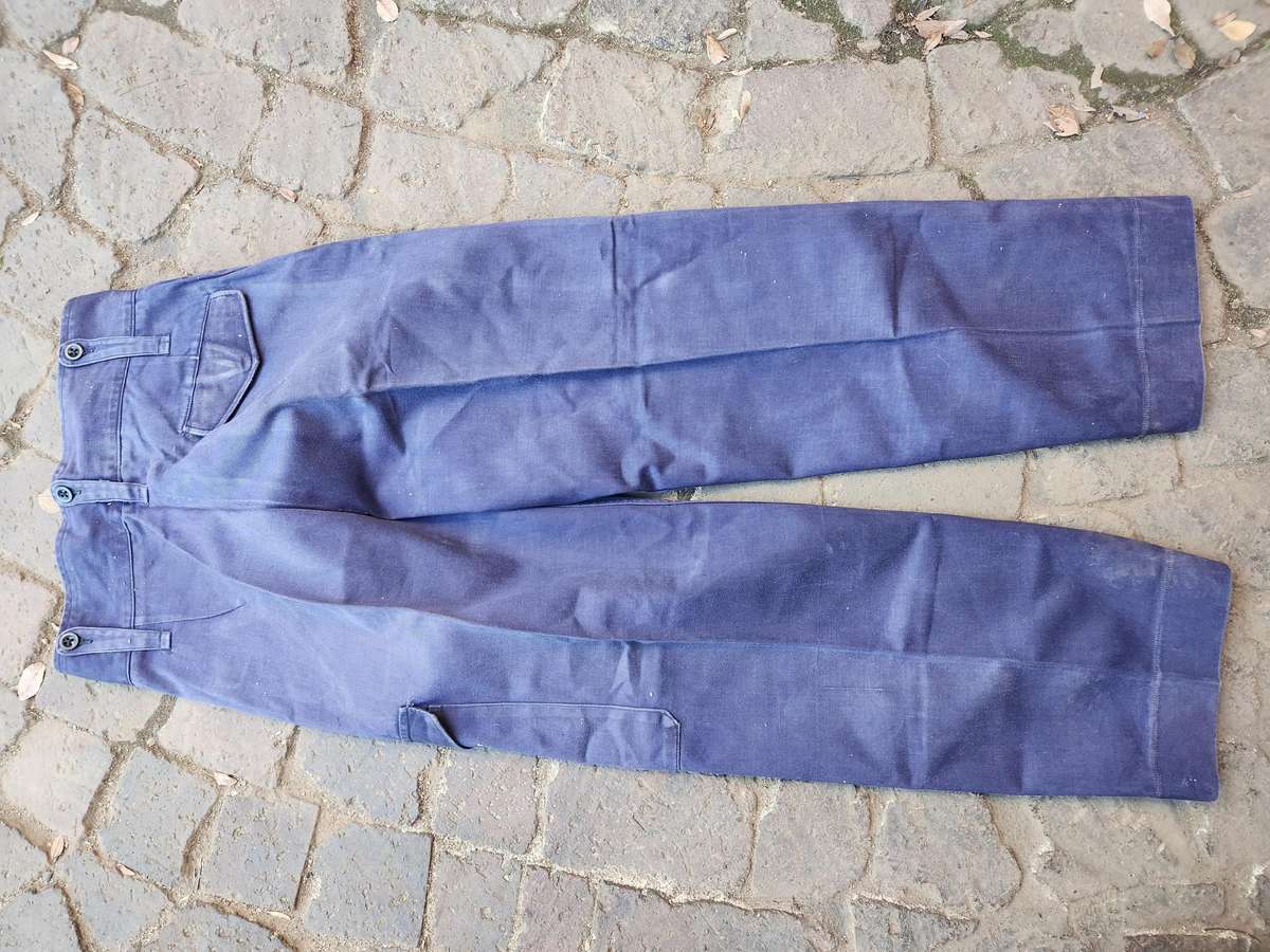 clean (as new) rarely seen BSAP Rhodesia era urban "blues" uniform pair trousers - no damage (small)