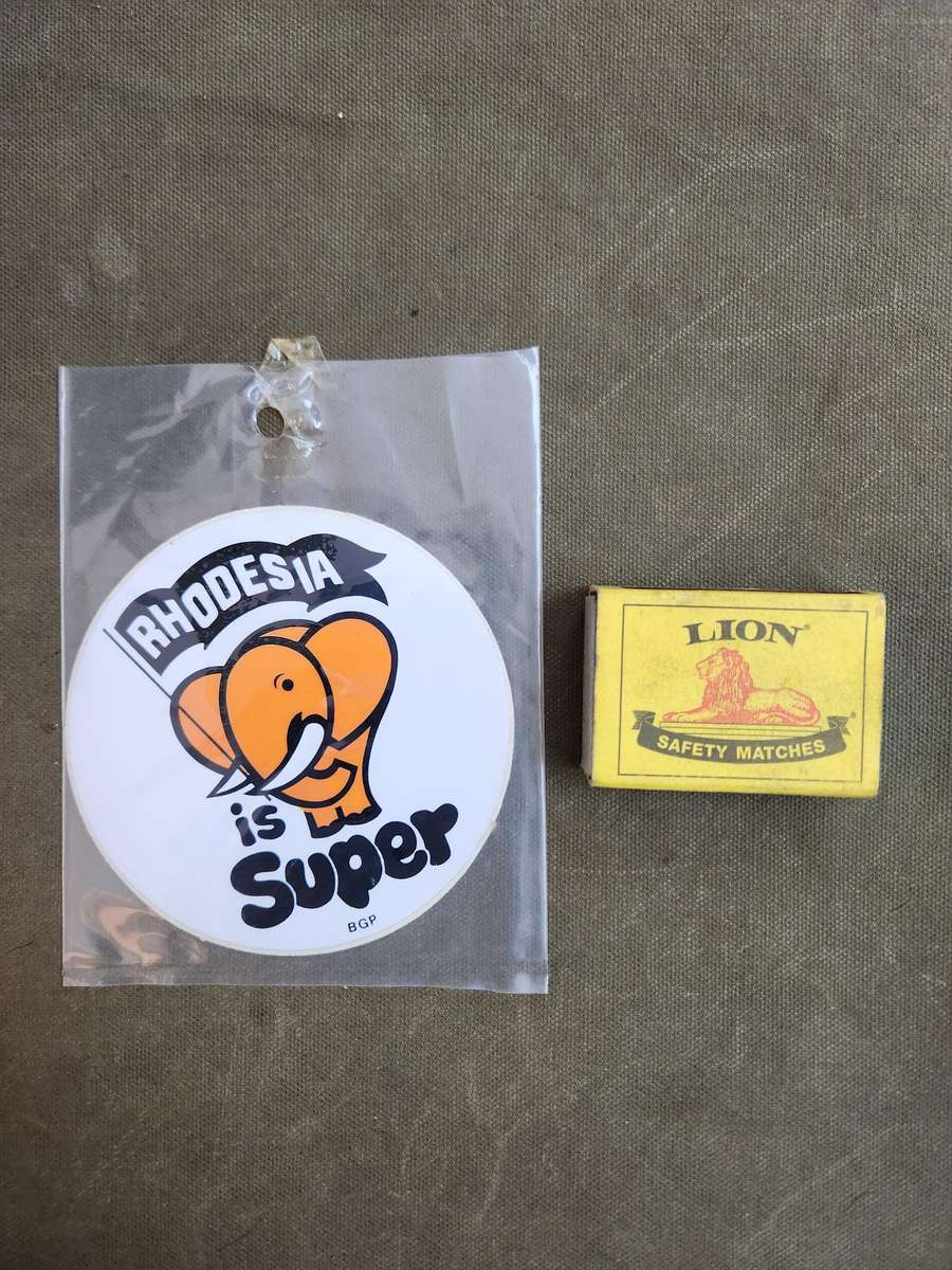 new & unused 100% original period (orange colour) "Rhodesia is Super" Elly vinyl sticker in plastic