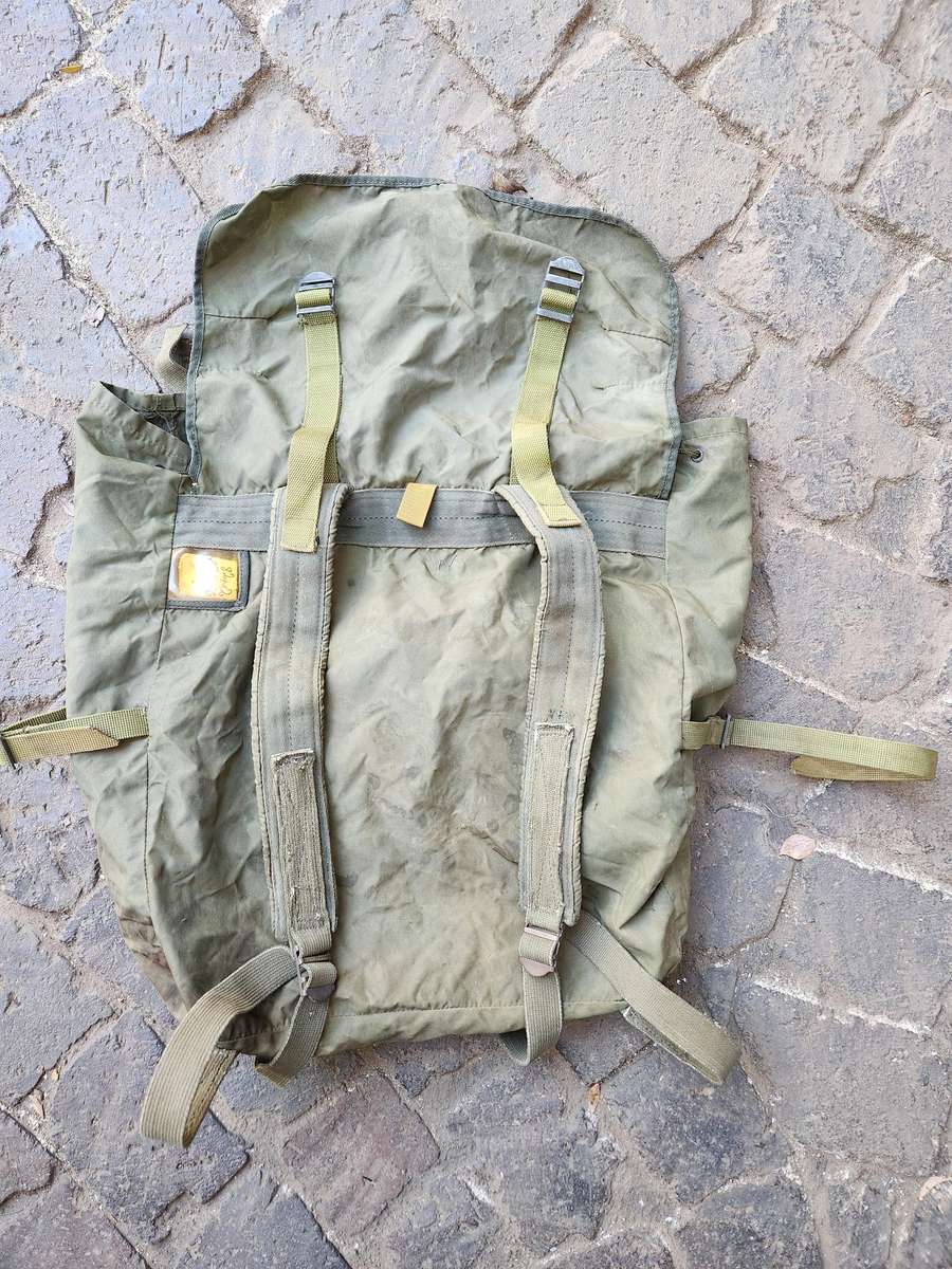 100% original SWA/ Angola period FAPLA issue small olive green backpack - field repaired/ modified