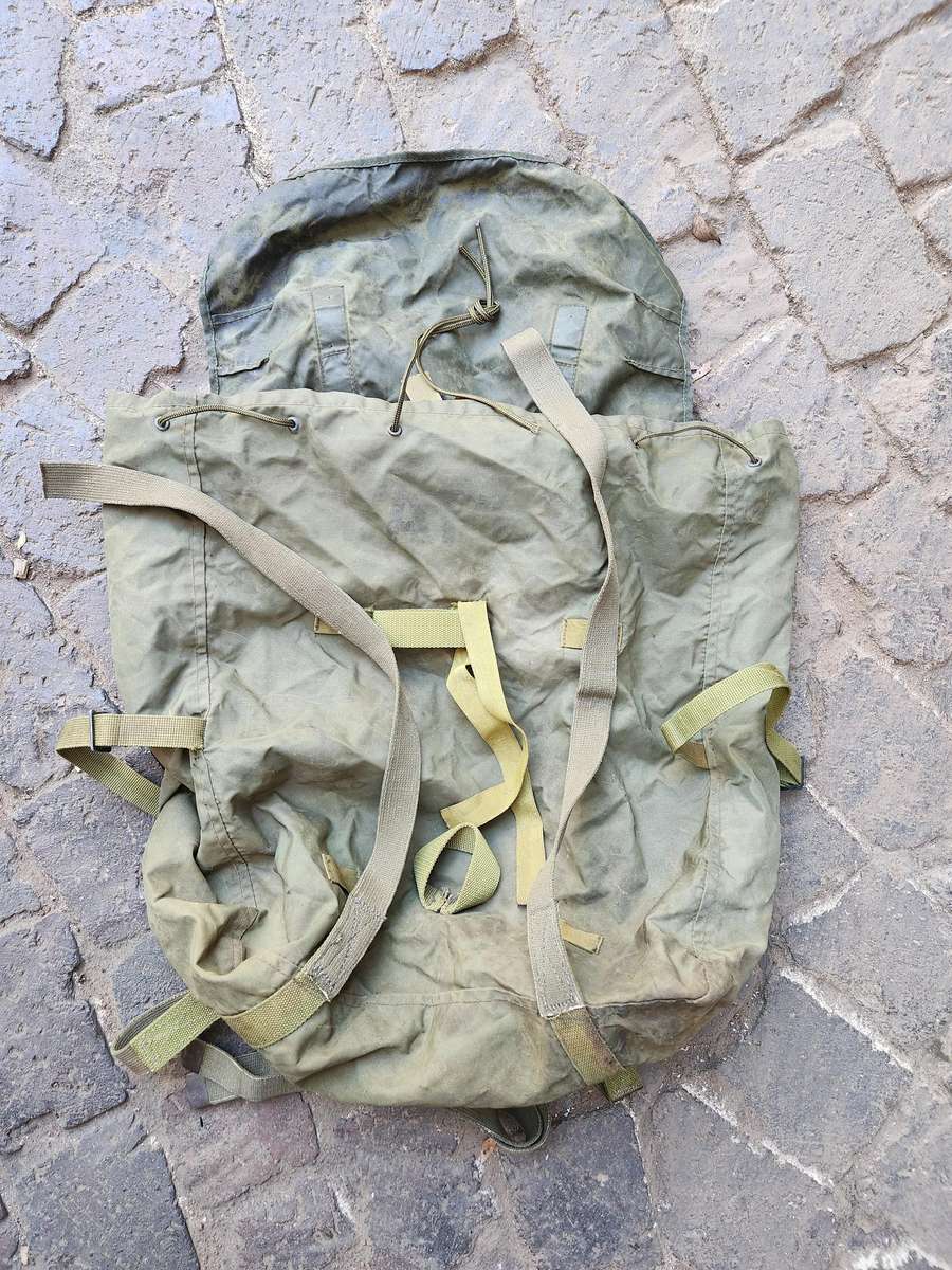 100% original SWA/ Angola period FAPLA issue small olive green backpack - field repaired/ modified