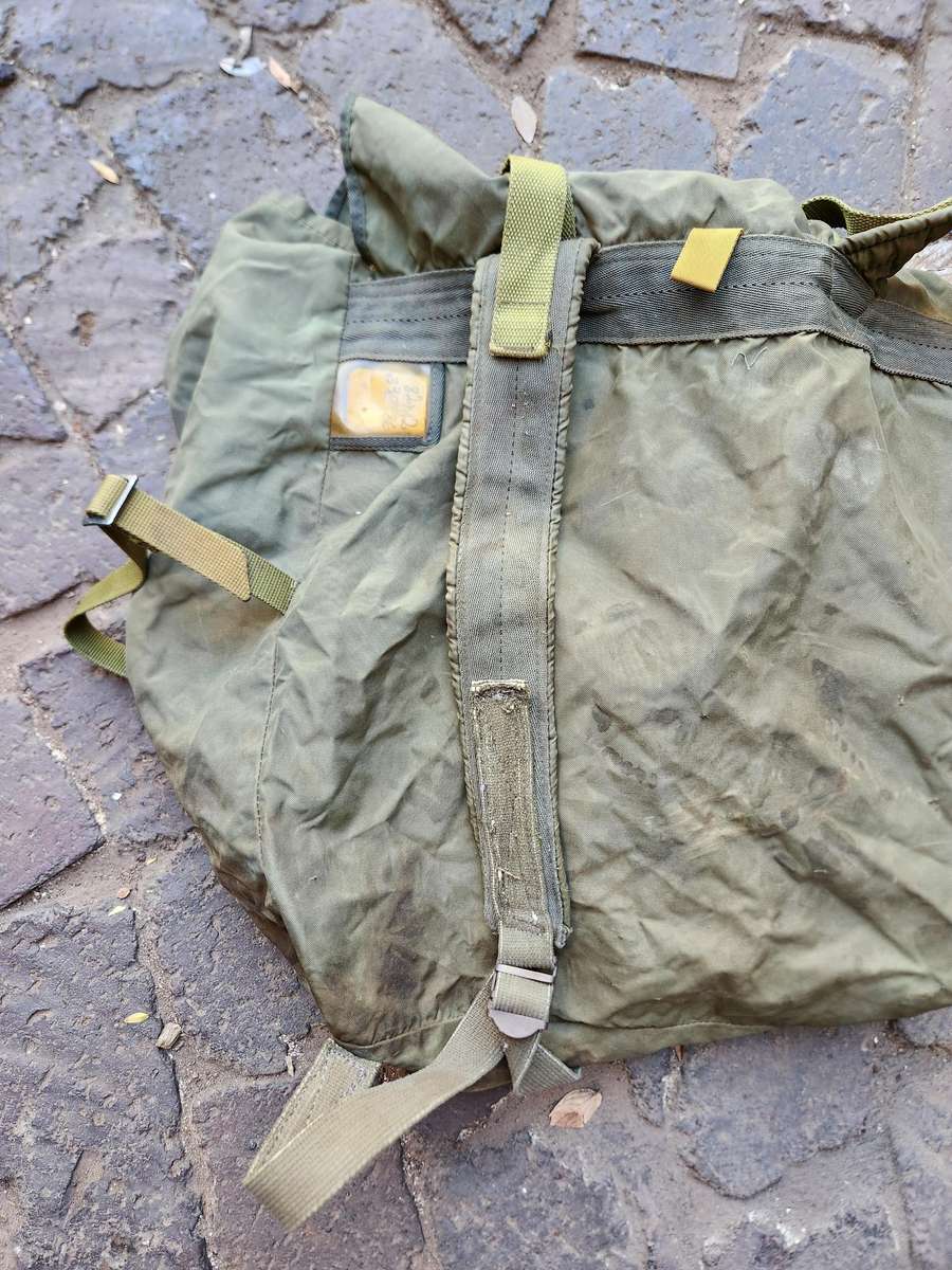 100% original SWA/ Angola period FAPLA issue small olive green backpack - field repaired/ modified