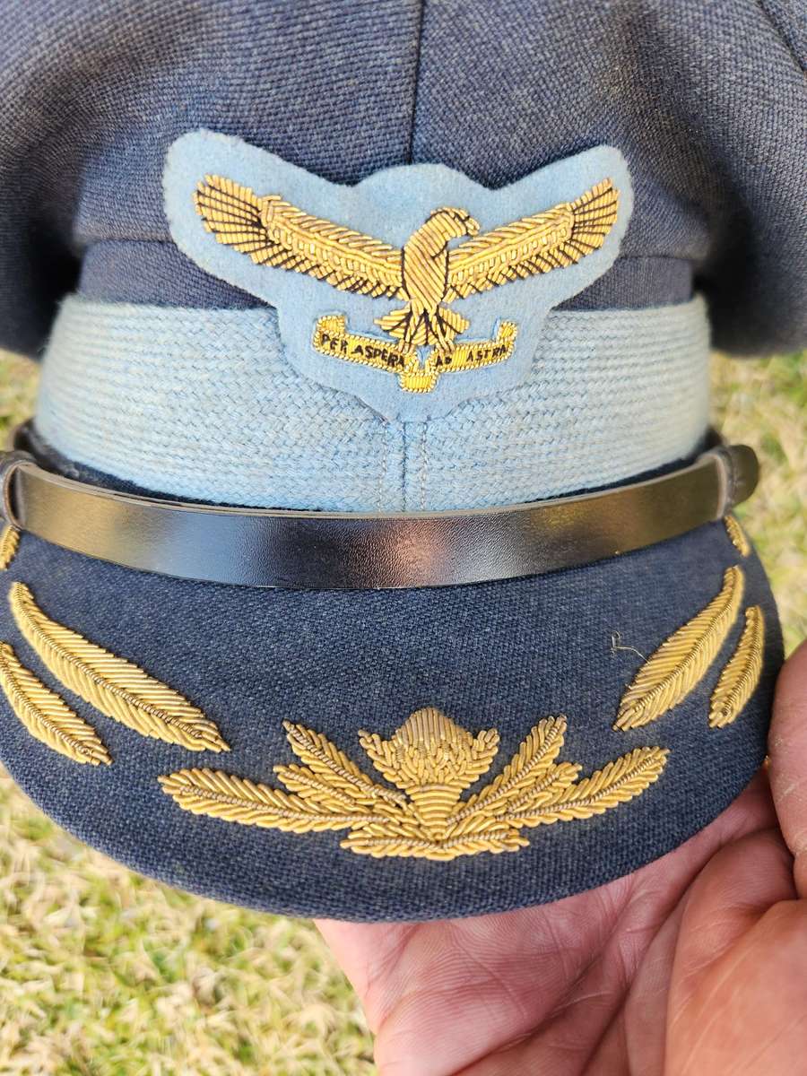 clean used 100% original SADF era SWA/Angola bushwar period SAAF senior officers peak cap large size