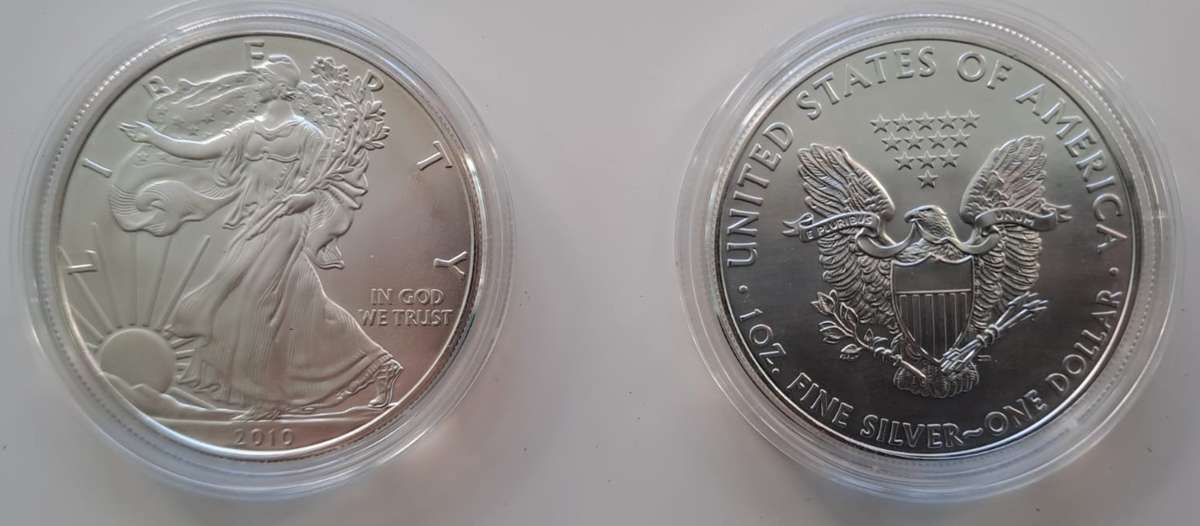 Uncirculated 1 Oz Fine Silver American Silver Eagles.