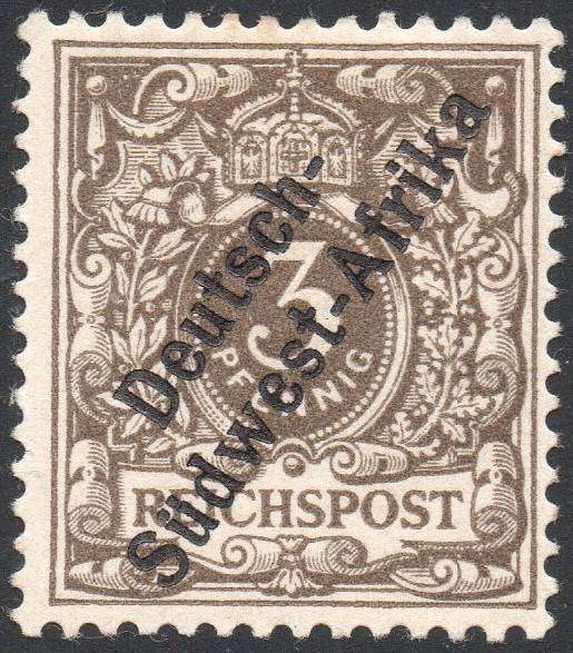 GERMAN SWA 1897 SACC1 3Pfg BROWN - MM - CV R180