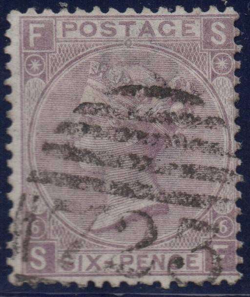 GREAT BRITAIN 1867 SG104 6d LILAC(WITH HYPHEN)(PLATE 6) VFU  CV £135+(2017)