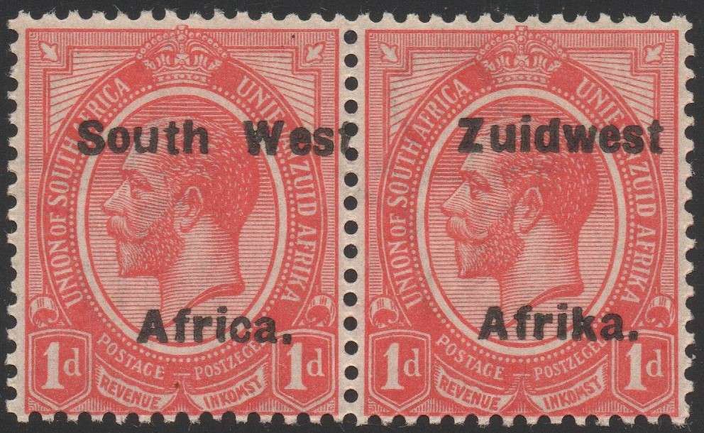 SWA 1924 TYPE VI SACC41 1d RED BILINGUAL PAIR UM CV R180