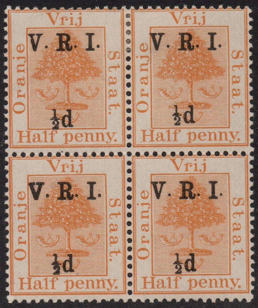 OFS 1900 SACC59 / 69 ½d ORANGE BO4 , BOTTOM LEFT STAMP ''THICK V'' - UM/MM - SEE SCANS