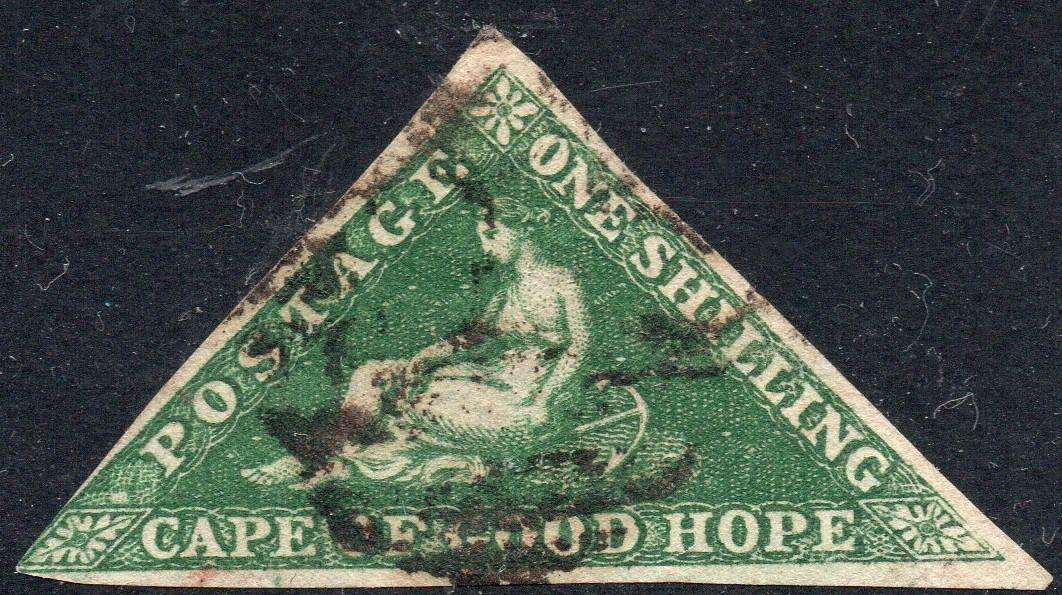 CAPE OF GOOD HOPE :  1858 SG8b 1/- DEEP DARK GREEN - VFU - CV R20000
