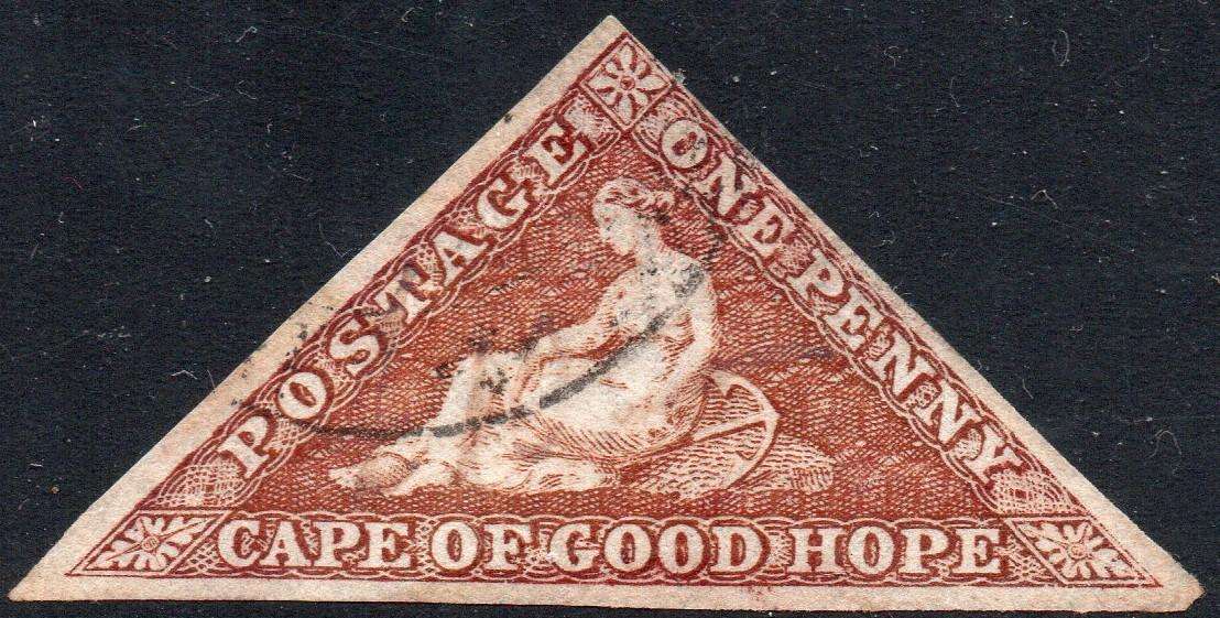 CAPE OF GOOD HOPE :  1864 SACC14a  1d DEEP BROWN-RED - VFU - CV R15000