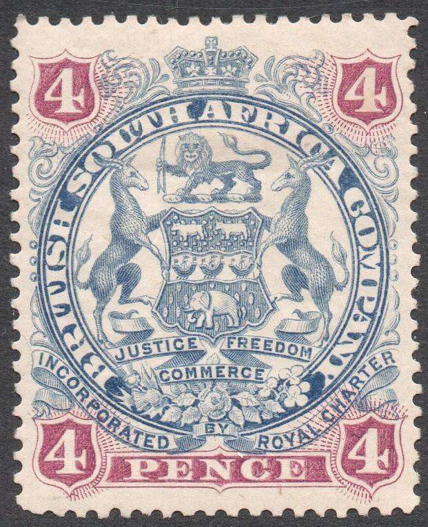 B.S.A.C/Rhodesia SACC62 : 4d  Ultramarine & Claret -  MM CV R900