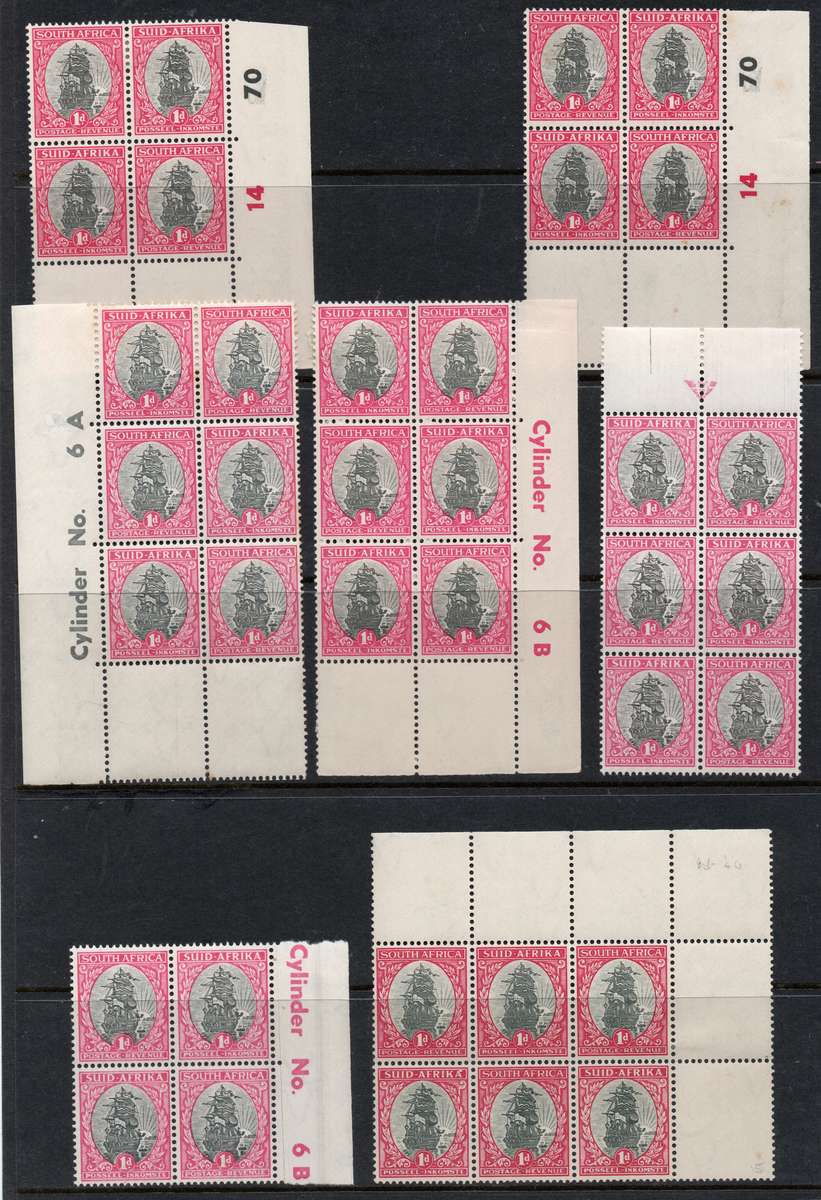 UNION OF SA - 3 GLASSINE PAGES WITH ½d % 1d MARGINAL CONTROLS, MANY WITH VARIETIES - SEE ALL SCANS