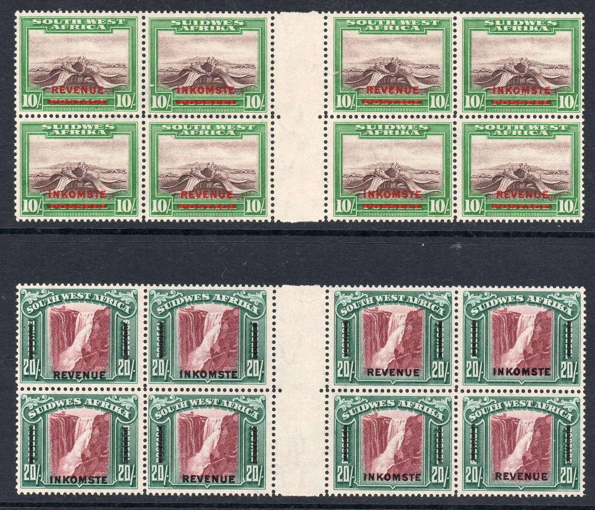 SWA 1931 REVENUE/INKOMSTE OVERPRINTS ON 6 VALUES ON INTERPANNEAU BO8 - EX BW ARCHIVES - SEE BELOW
