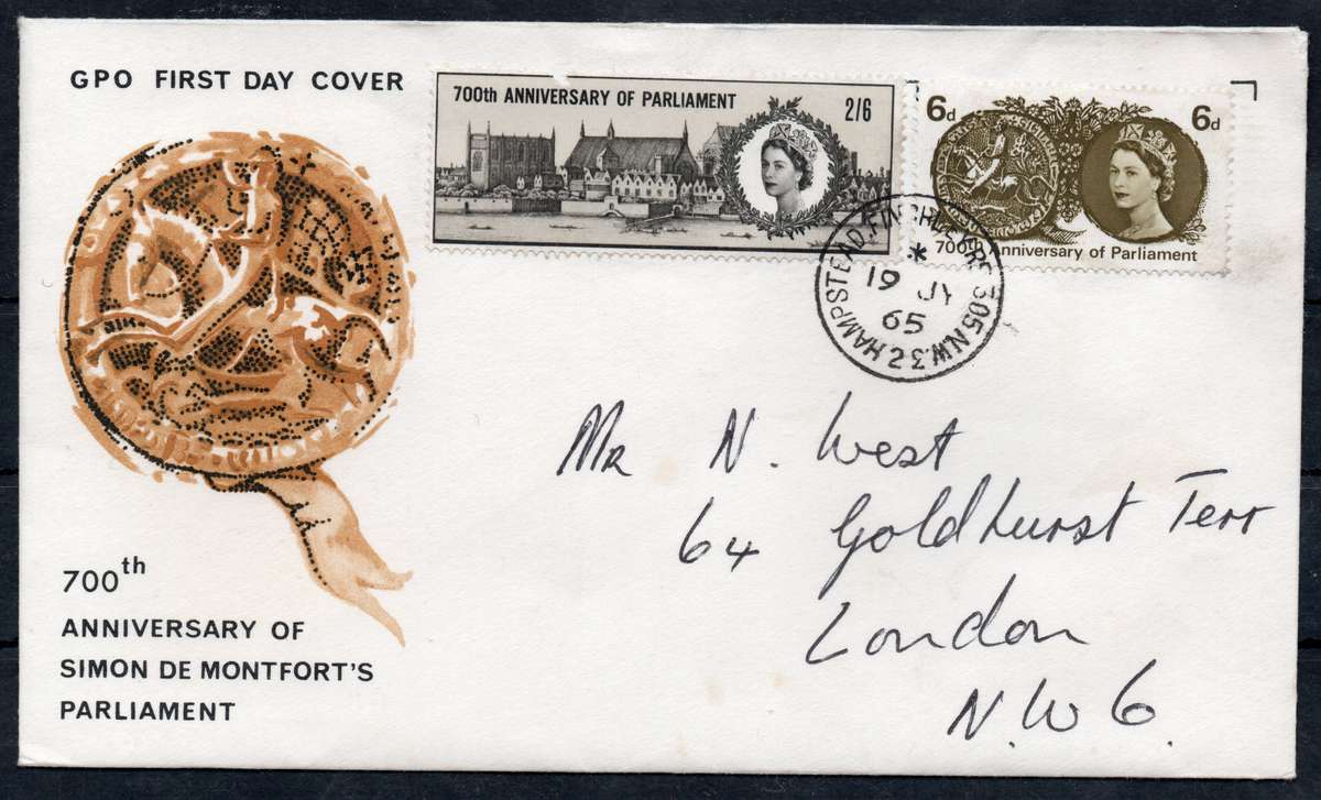 GREAT BRITAIN 1965 (19 JULY) 700TH ANNIVERSARY OF PARLIMENT FDC(ORDINARY)  - SEE SCANS