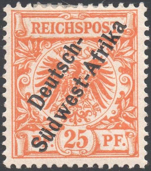 GERMAN SWA 1897 SACC5 25Pfg YELLOW ORANGE - SCARCE - MM(HR) CV R4500