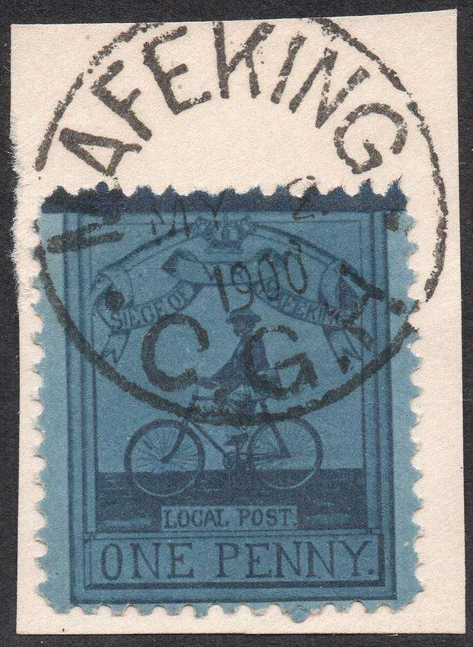 MAFEKING 1900 SG18 1d SGT GOODYEAR DEEP BLUE - SUPERB USED ON PIECE (RPS CERTIFICATE) - SEE SCANS