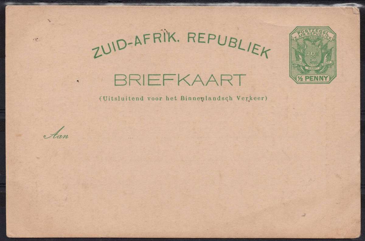 TRANSVAAL (ZAR) - ½d ''BRIEFKAART'' - UNUSED - SEE SCANS