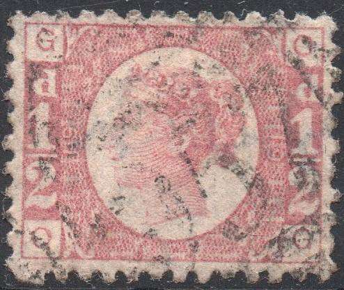 GREAT BRITAIN 1870 SG49 ½d ROSE PLATE 19 - VFU - CV £60(2017)