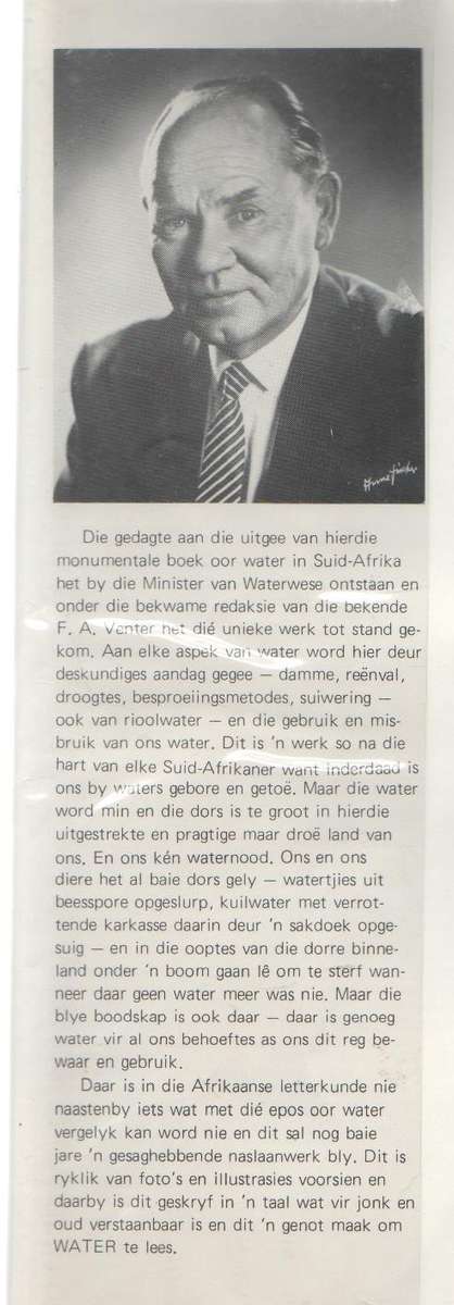 WATER - F A VENTER (OUD)