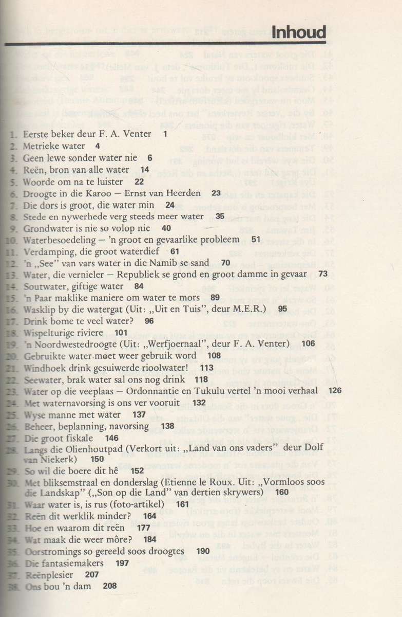 WATER - F A VENTER (OUD)