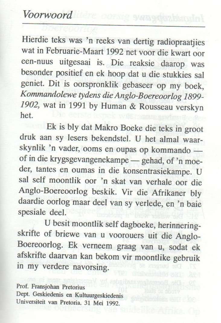 OP KOMMANDO - FRANSJOHAN PRETORIUS (1992) BOEREOORLOG