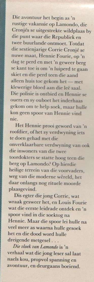 DIE VLOEK VAN LAMONDO - ANDRIES CORNELIUS (RADIO JEUGVERHAAL - 1 STE DRUK 1987)