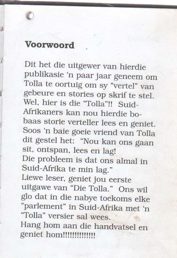 TOLLA , SIT, ONTSPAN, LEES EN LAG!