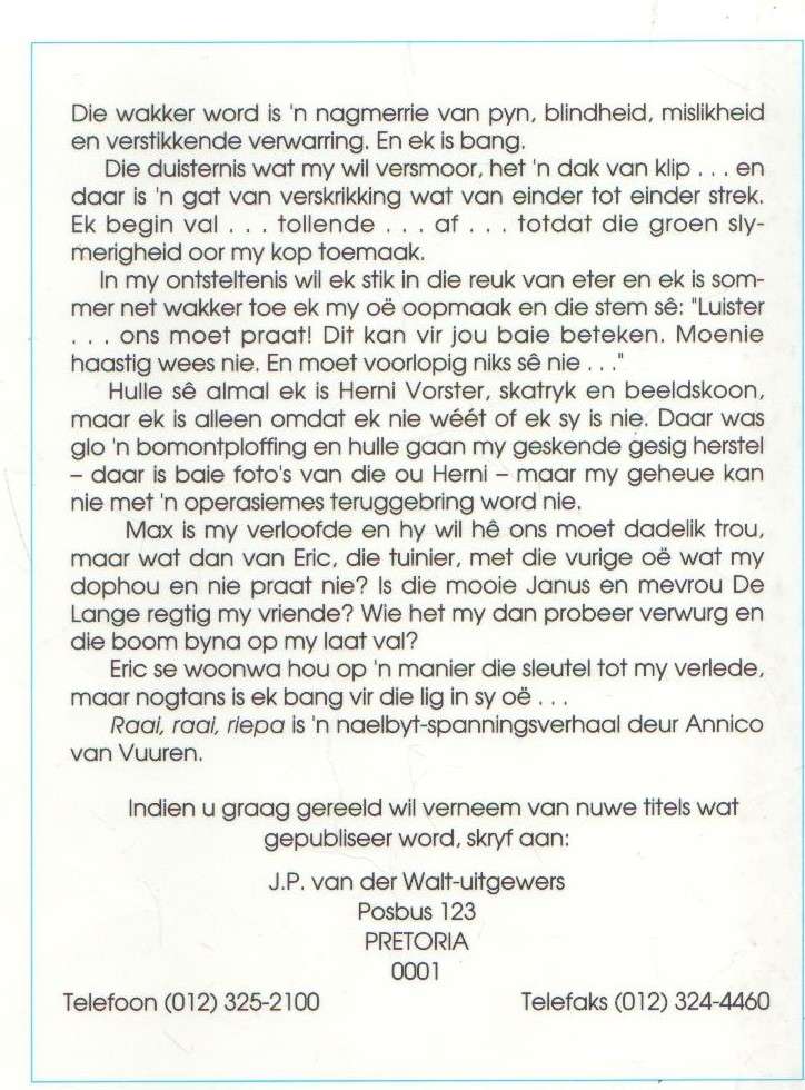 RAAI, RAAI, RIEPA - ANNICO VAN VUUREN (1 STE DRUK 1994)