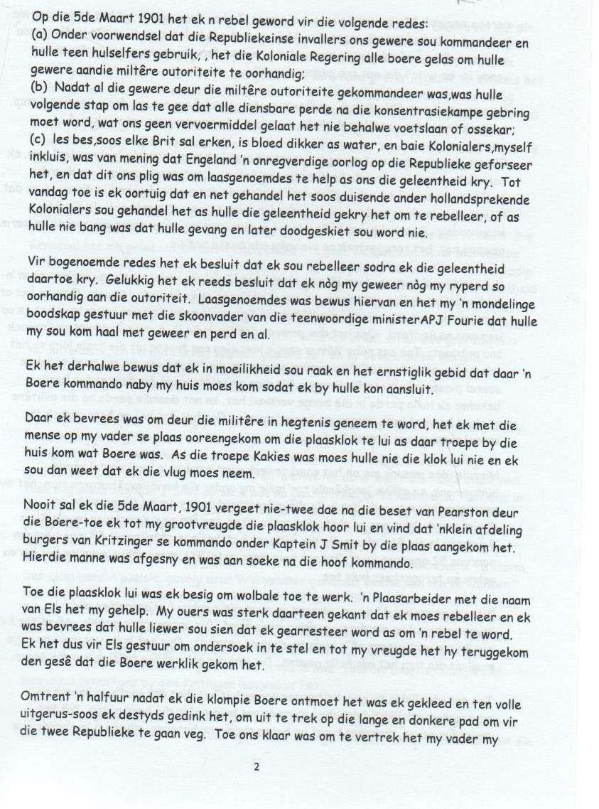 TOE EK AS 'N REBEL GEVEG HET, ANGLO-BOEREOORLOG WARE VERHAAL