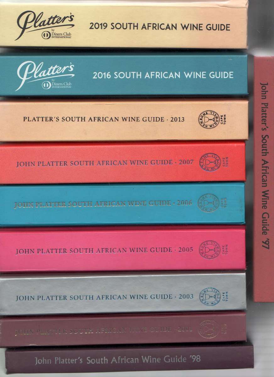 TEN PLATTER'S WINE GUIDES BY DINERS CLUB INTERNATIONAL (1997 - 2019 SOUTH AFRICAN WINE GUIDE)