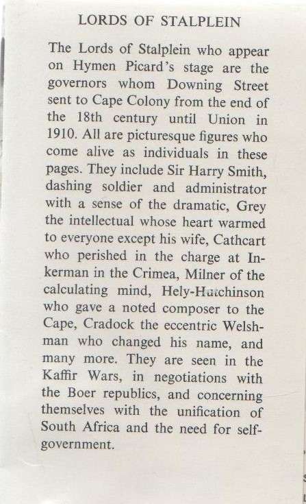 LORDS OF STALPLEIN - HW J PICARD (1 ST EDITION 1974)