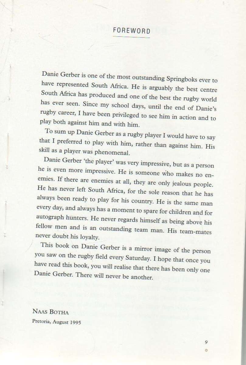 DANIE GERBER MAESTRO OF THE MIDFIELD  - CHRIS SCHOEMAN (1 ST PUBLISHED 1995)